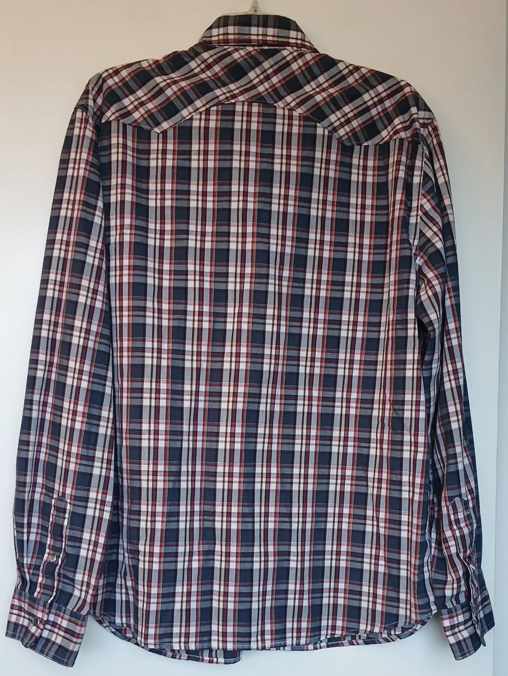 Levi’s Western Pearl‎ Snap Long Sleeve Red White Blue Shirt Size XL